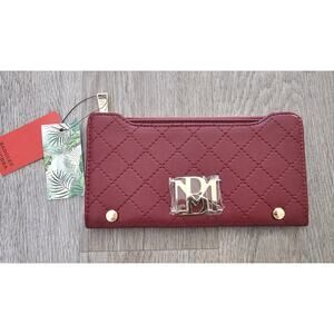 Badgley Mischka Quilted Long Wallet Color Wine Red Burgandy NWT